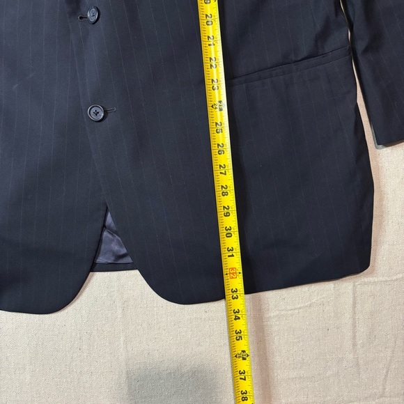 Brooks Brothers Men's Navy Blue Striped Blazer 48 Reg Brooksease 100% Wool USA - Picture 3 of 12